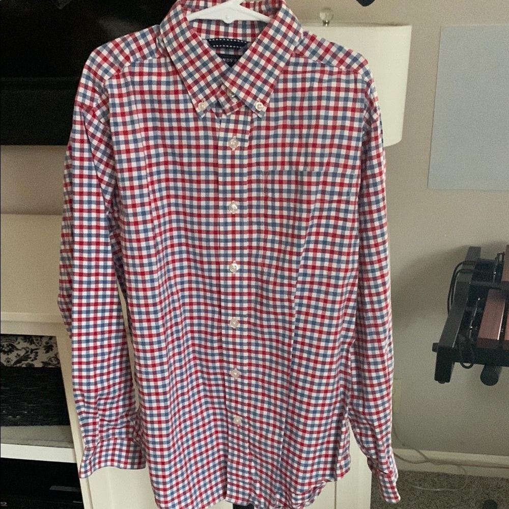 Lands End boys size 12 Red and Blue Checkered Shirt